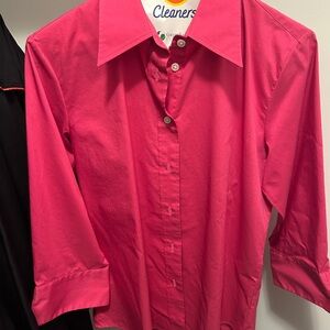 Lands' End Hot Pink Button-Up Blouse